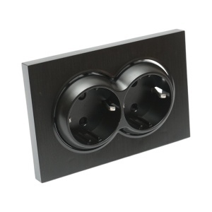 Priza schuko dubla neagra incastrata 220V, 16A, ABS 83x150mm, DISRP41 - Img 4