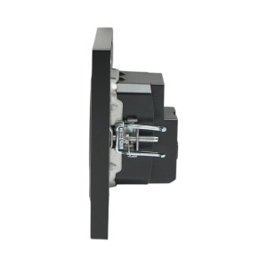 Priza schuko neagra incastrata 220V, 16A, ABS 80x80mm, DISRP39 - Img 5