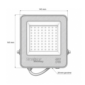 Proiector LED 50W, 220V, 6500K, 4500lm tip Flood 165x145x28mm IP66 Breckner Germany, BK00676 - Img 5