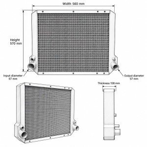 Radiator racire apa Case IH MX100, MX110, MX120, MX135, MX150, MX170, 570x560x108mm cod OEM 87576645, 135690A3, 135691A3, 244295A1, 87576645, AAB541 - Img 2