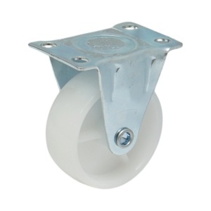 Roata fixa 65x23mm fara frana, polipropilena alba, placa otel 70x44mm 35kg, DISVF95