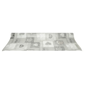 Rola fata de masa decorativa PVC 1.37x20m, grosime 0.18mm, textil 45 g/mp, model inimi gri Breckner Germany - Img 2