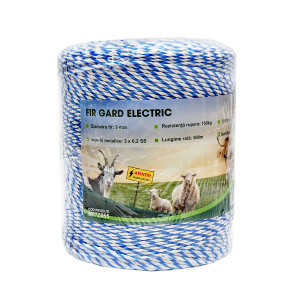 Rola fir alb-albastru 3mm insertie metalica 3x0.2mm SS, rezistenta 7.8 Ohm/m, 500m gard electric, Cod: M87Z655, Brand: MEZOFARM - Img 2