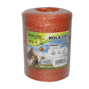Rola fir galben-rosu fi 2mm, 6x0.15mm SS inox, 5.5 Ohm/m 1000m gard electric, Cod: DISBY70, Marca: BRECKNER GERMANY - Img 1