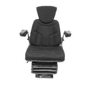 Scaun pentru tractor, negru, reglabil cu cotiera, tetiera si suspensie aer 12-24V, Cod: DISLW14,