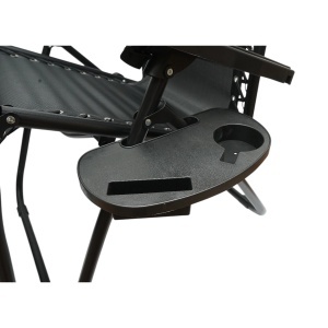 Scaun relaxare pliabil zero gravity tip sezlong negru cu suport pahar si tava, tetiera detasabila, structura otel, BK99242 - Img 13