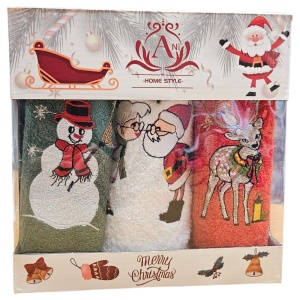 Set 3 Prosoape de Crăciun 30×50 cm – Modele Festive, Ambalaj Cadou - Img 3