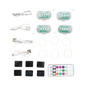 Set 4 lampi LED RGB stroboscopice cu telecomanda, 10 moduri, 8 culori, baterie litiu 150mAh reincarcabila USB-C IP65, BK79860 - Img 2