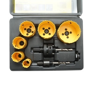 Set carote circulare Bi-Metal 22-64mm pentru lemn, rigips, PVC 9 piese , Cod: DISUG18, Crownman - Img 4