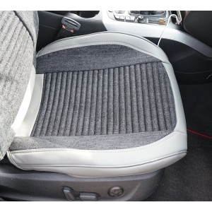 Set huse scaune auto Premium Crem-Gri universale, design sport ergonomic, piele ecologica cu insertii textile, fata + spate 11 piese, DISVG57 - Img 5