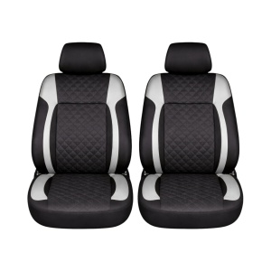 Set huse scaune auto universale Negru-Gri Diamond, piele ecologica matlasata, fata + spate 9 piese, DISVG55 - Img 2