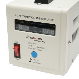 Stabilizator automat de tensiune monofazic cu releu 500VA/140-260V, 2 prize schuko 230V, afisaj LCD , Cod: BK79718, Marca: BRECKNER GERMANY, - Img 4