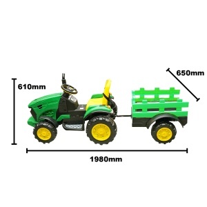 Tractor electric cu remorca telecomanda si baterie pentru copii jucarie 1980x650x610, DISCR32, THOR