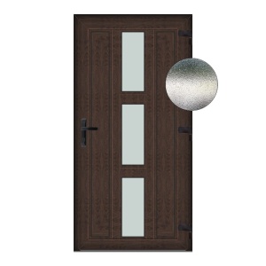 Usa Andreea, PVC & termopan, 110x190cm, tabac (wenge), dreapta, Klass, 7cm, 6 camere, sticla mata nisip alb