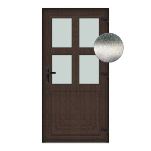 Usa Aruba, PVC & termopan, 100x210cm, tabac (wenge), dreapta, Klass, 7cm, 6 camere, sticla mata nisip alb