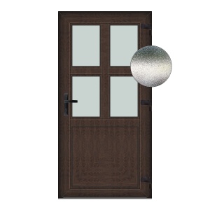 Usa Aruba, PVC & termopan, 70x180cm, tabac (wenge), dreapta, Klass, 7cm, 6 camere, sticla mata nisip alb
