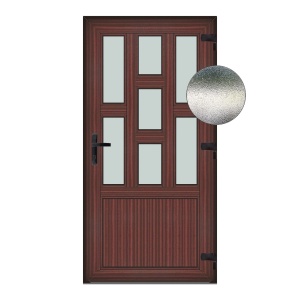 Usa Capri, PVC & termopan, 80x200cm, mahon, dreapta, Klass, 7cm, 6 camere, sticla mata nisip alb
