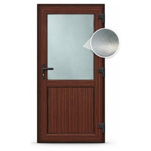 Usa Hamburg, PVC & termopan, 100x180cm, mahon, dreapta, Klass, 7cm, 6 camere, sticla mata nisip alb