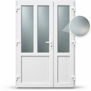 Usa T-Model Dubla, PVC & termopan, 150x200cm, alba, stanga, Klass, 7cm, 6 camere, sticla mata nisip alb