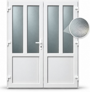 Usa T-Model Dubla, PVC & termopan, 200x190cm, alba, stanga, Klass, 7cm, 6 camere, sticla mata nisip alb