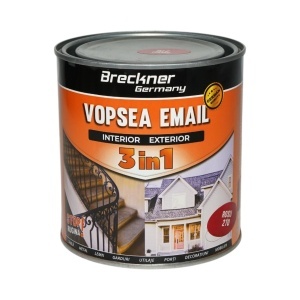 Vopsea email anticoroziva 3 in 1 rosu 270 pe baza de solvent, direct pe rugina, interior si exterior 1L Breckner Germany, BK89011