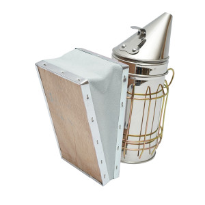 Afumator albine din inox cu cilindru scut termic si burduf din piele 160mm, Cod: DISKR80 - Img 3