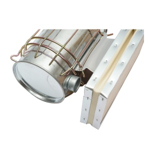 Afumator albine din otel galvanizat cu cilindru scut termic si burduf din piele 190mm, Cod: DISKR09 - Img 6