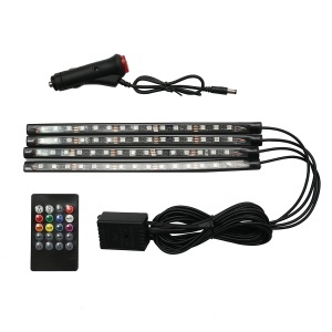 Banda LED lumini ambientale auto 12V, 9W cu telecomanda, control muzical 4x26.7cm RGB Breckner Germany, BK79087