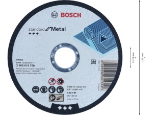 BOSCH Disc de tăiat pentru metal 125 x 1,0 x 22,2 mm A 60 T BF - Img 3