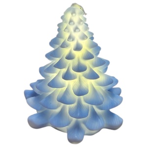 Brăduț decorativ cu lumină LED alb cald – 8 cm, culori pastel - albastru - Img 2