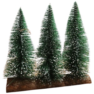 Brazi Decorativi de 20 cm cu Zăpadă Artificială pe Suport din Lemn (22cm) – Ornament de Crăciun