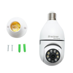 Camera de supraveghere smart-bulb 2 MP, rotativa 360 grade PTZ, P2P WIFI 2.4GHz, tip bec E27 cu senzor de miscare si aplicatie iCSee, BRECKNER GERMANY, BK79707