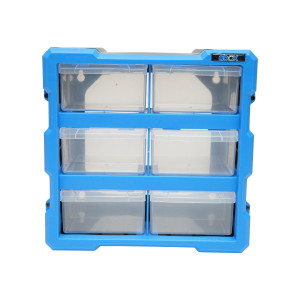 Cutie depozitare albastra din plastic modulara, 6 sertare 267x157x262mm, Cod: DISLN08, Breckner Germany