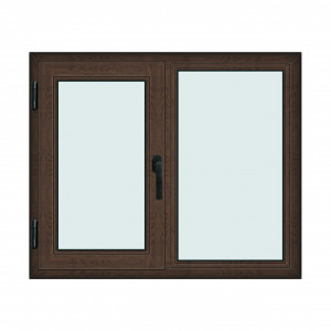 Fereastra 120x100cm, 2 canate, wenge (tabac), stanga si rabatare, Klass, 7cm, 6 camere, 2 garnituri - Img 1