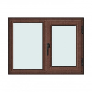 Fereastra 120x90cm, 2 canate, maro, nuc, dreapta si rabatare, Klass, 7cm, 6 camere, 2 garnituri - Img 1
