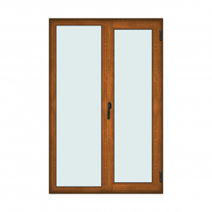 Fereastra 130x200cm, 2 canate, maro, stejar auriu, dreapta si rabatare, Klass, 7cm, 6 camere, 2 garnituri - Img 1