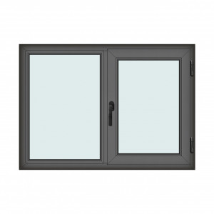 Fereastra 140x100cm, 2 canate, antracit, dreapta si rabatare, Klass, 7cm, 6 camere, 2 garnituri