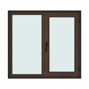 Fereastra 140x130cm, 2 canate, wenge (tabac), dreapta si rabatare, Klass, 7cm, 6 camere, 2 garnituri - Img 1