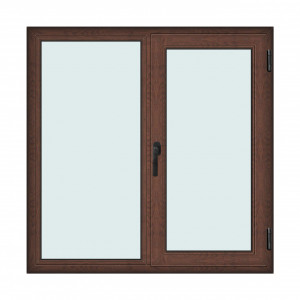 Fereastra 140x140cm, 2 canate, maro, nuc, dreapta si rabatare, Klass, 7cm, 6 camere, 2 garnituri - Img 1