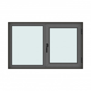 Fereastra 160x100cm, 2 canate, antracit, dreapta si rabatare, Klass, 7cm, 6 camere, 2 garnituri