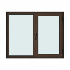 Fereastra 160x130cm, 2 canate, wenge (tabac), dreapta si rabatare, Klass, 7cm, 6 camere, 2 garnituri