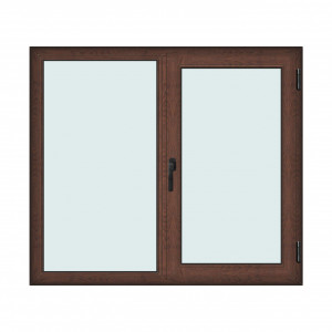 Fereastra 160x140cm, 2 canate, maro, nuc, dreapta si rabatare, Klass, 7cm, 6 camere, 2 garnituri