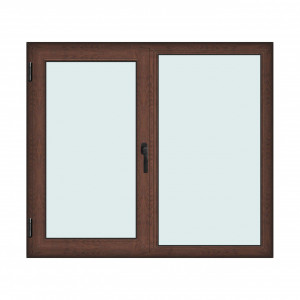 Fereastra 160x140cm, 2 canate, maro, nuc, stanga si rabatare, Klass, 7cm, 6 camere, 2 garnituri