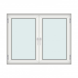 Fereastra 165x130cm, 2 canate, alb, 2 deschideri si rabatare, cu montant fix, Klass, 7cm, 6 camere, 2 garnituri - Img 1