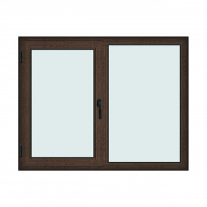 Fereastra 165x130cm, 2 canate, wenge (tabac), stanga si rabatare, Klass, 7cm, 6 camere, 2 garnituri - Img 1