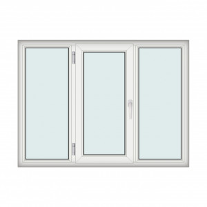Fereastra 175x130cm, 3 canate, alb, stanga si rabatare, Klass, 7cm, 6 camere, 2 garnituri