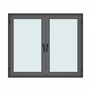 Fereastra 175x150cm, 2 canate, antracit, 2 deschideri si rabatare, cu montant fix, Klass, 7cm, 6 camere, 2 garnituri