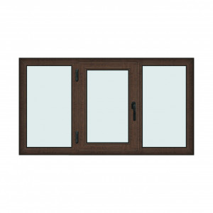 Fereastra 180x100cm, 3 canate, wenge (tabac), stanga si rabatare, Klass, 7cm, 6 camere, 2 garnituri - Img 1
