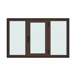 Fereastra 190x120cm, 3 canate, wenge (tabac), dreapta si rabatare, Klass, 7cm, 6 camere, 2 garnituri - Img 1