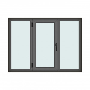 Fereastra 190x140cm, 3 canate, antracit, stanga si rabatare, Klass, 7cm, 6 camere, 2 garnituri